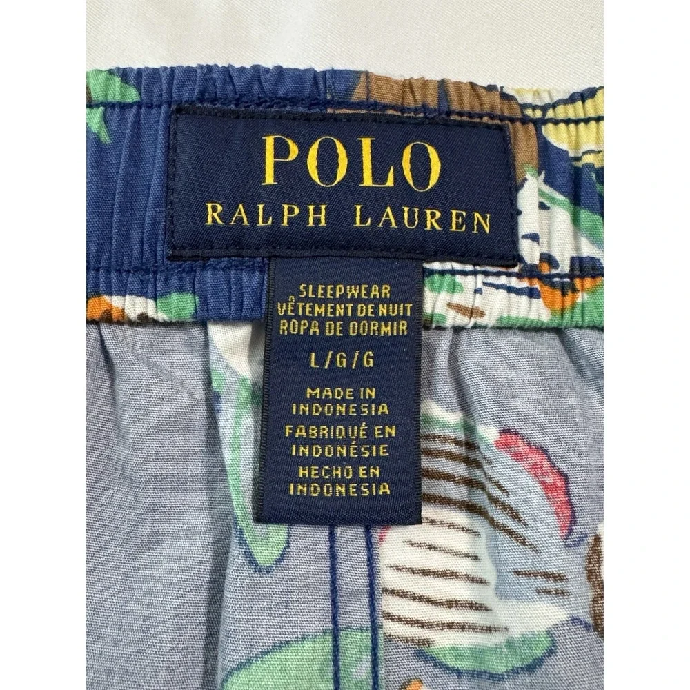 Polo Ralph Lauren Men's Shorts Large Nautical Polo Bear Sharks Fish Graphic